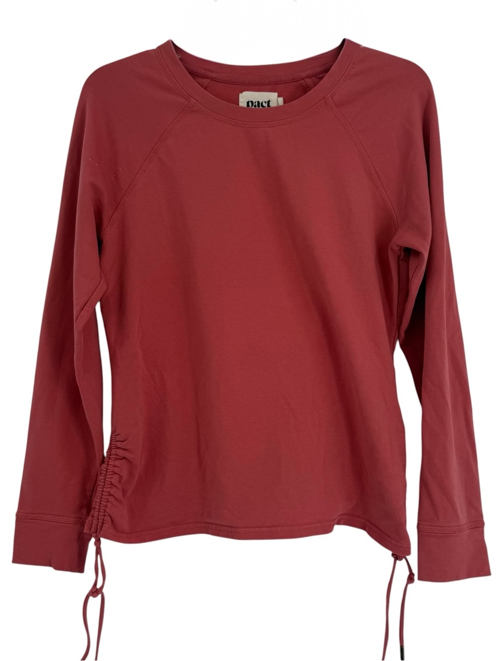 Pact Womens Perfectly Lightweight Cinched Pullover Size M Cotton Stretch Salmon
